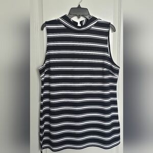 Black and White Striped Sleeveless Top